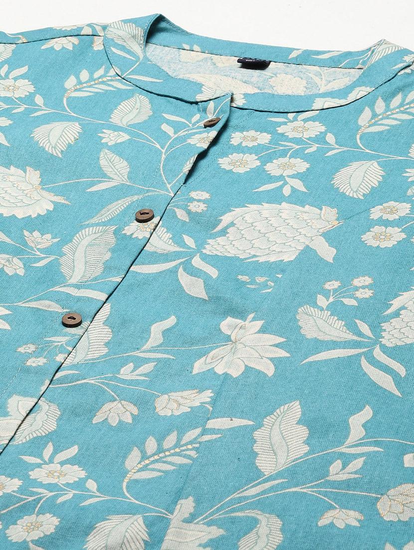 light blue colored a-line kurta - 20225895 - Standard Image - 6