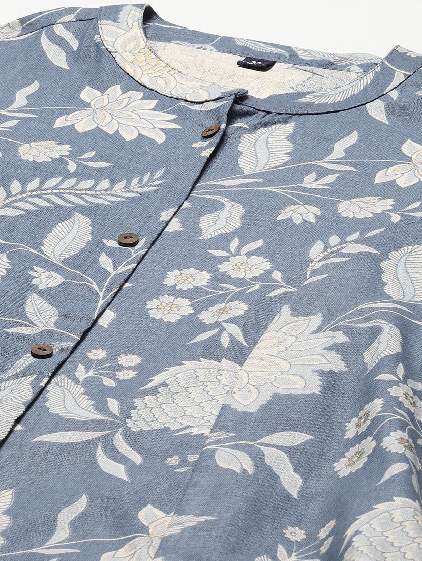 grey colored a-line kurta - 20225897 - Standard Image - 6