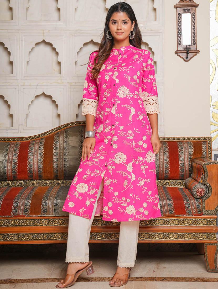 pink colored a-line kurta - 20225901 - Standard Image - 1