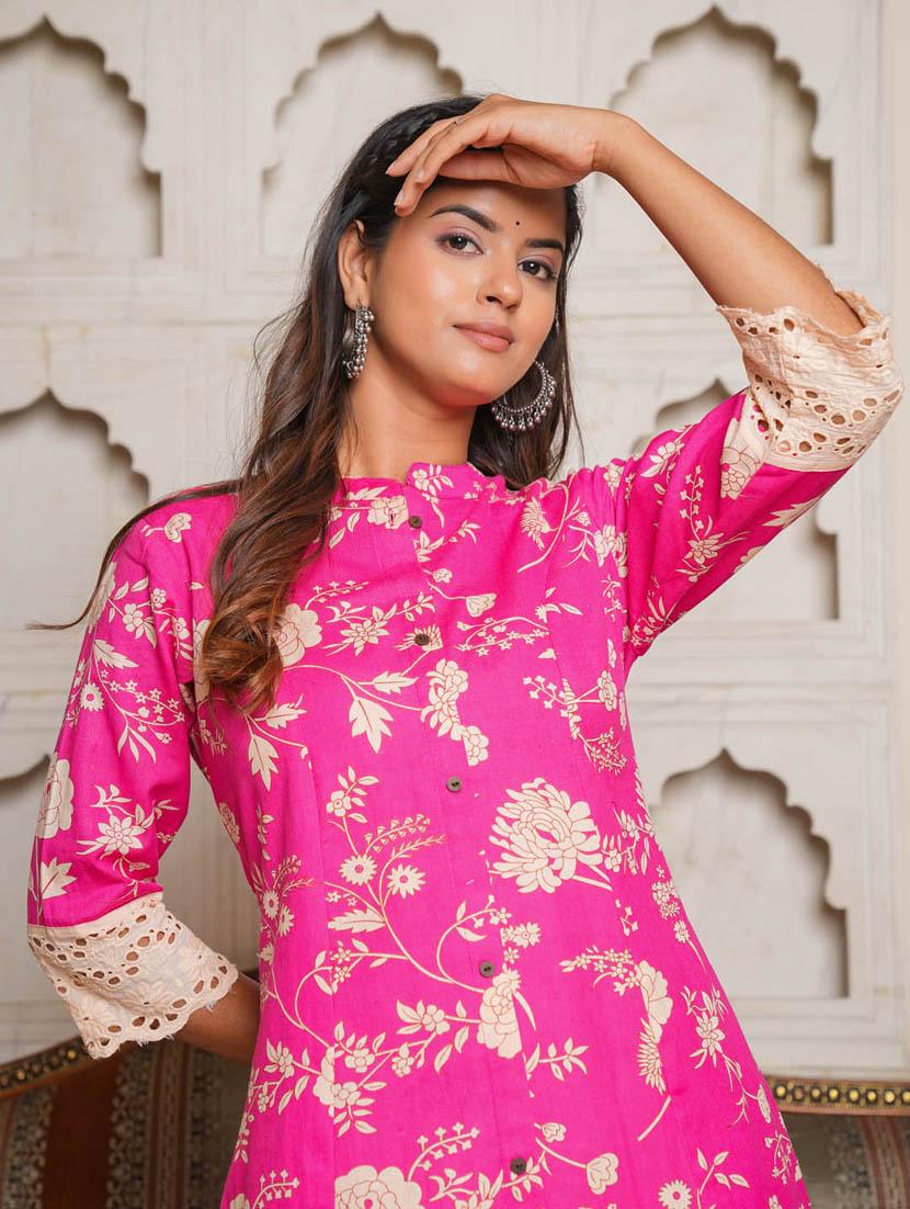 pink colored a-line kurta - 20225901 - Standard Image - 4