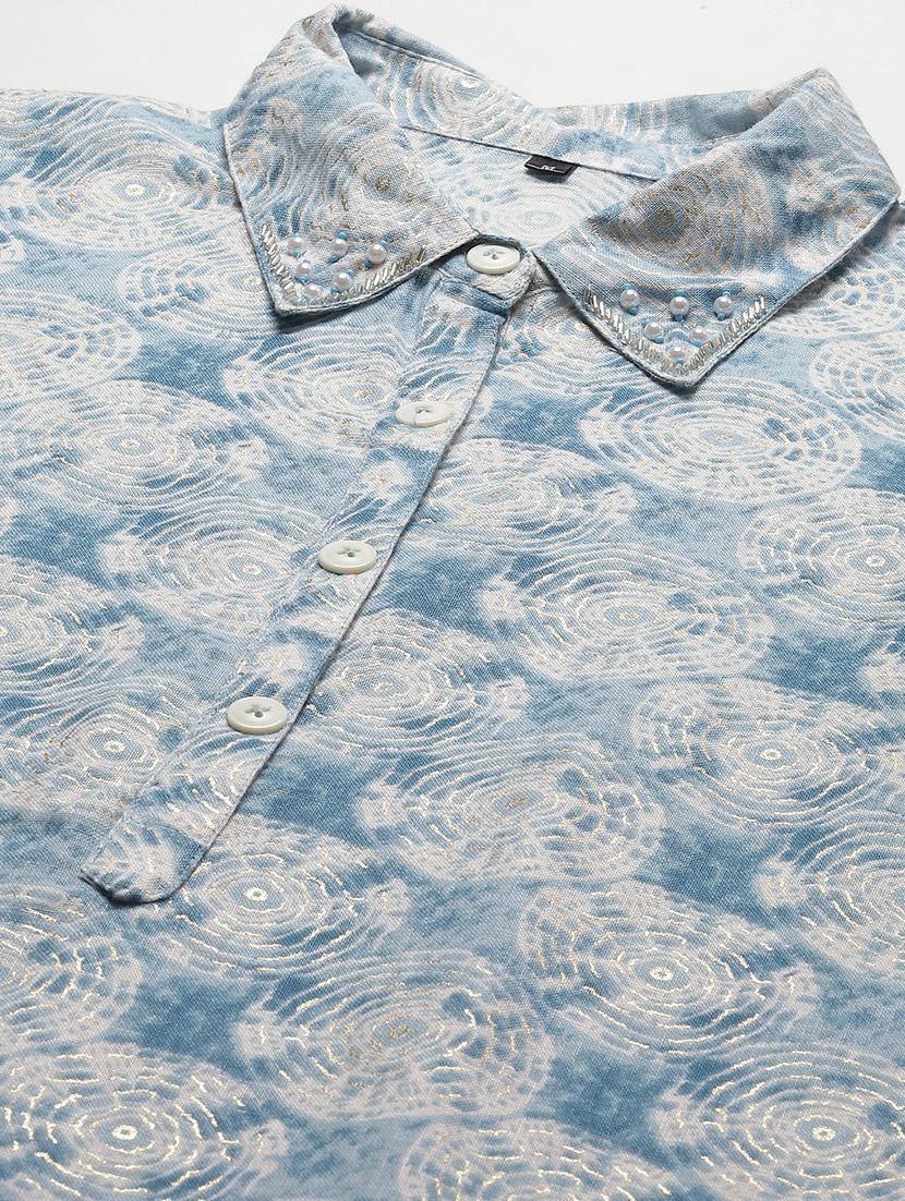 blue linen straight kurta - 20225912 - Standard Image - 6