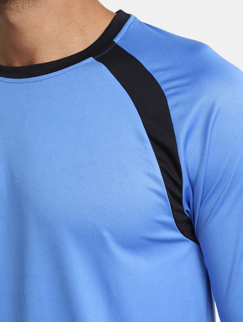 blue solid round neck t-shirt - 20228563 -  Standard Image - 4