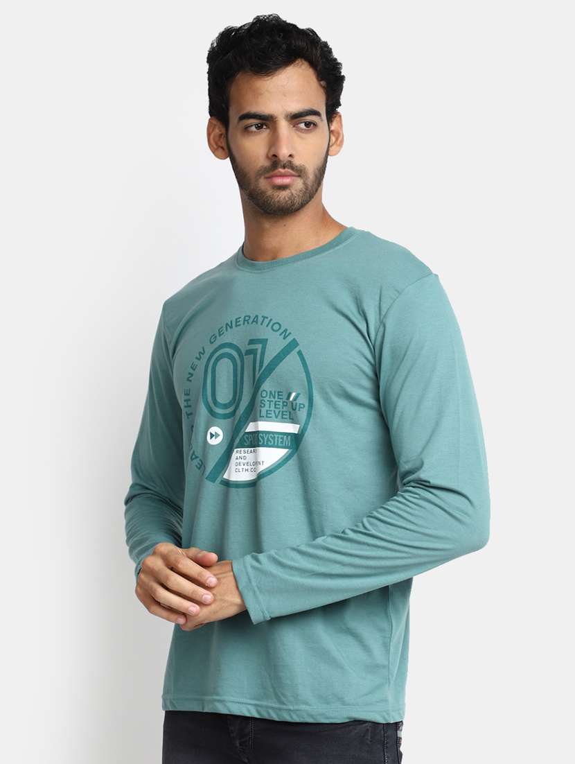 men round neck front print t-shirt - 20228615 -  Standard Image - 1