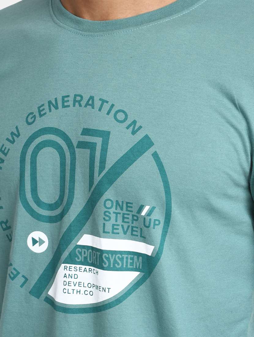 men round neck front print t-shirt - 20228615 -  Standard Image - 4