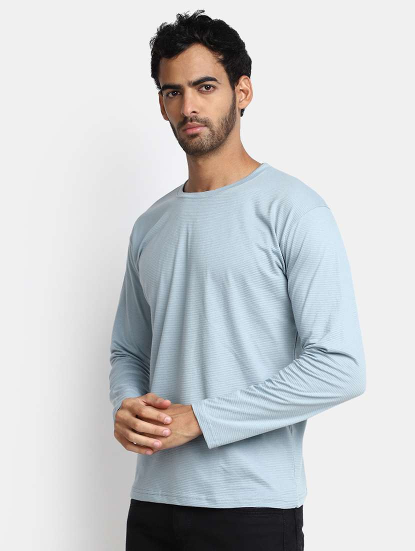 blue solid round neck t-shirt - 20228633 -  Standard Image - 1