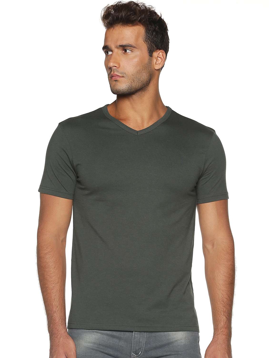 v-neck solid regular t-shirt