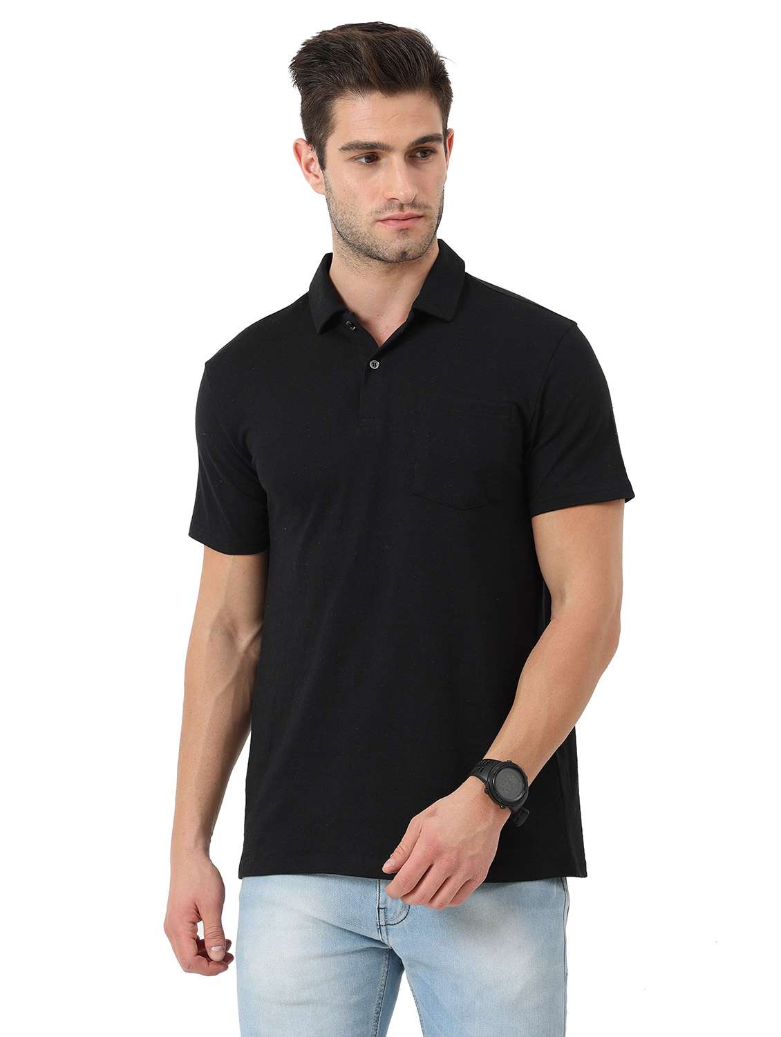 men's solid cotton polo t-shirt