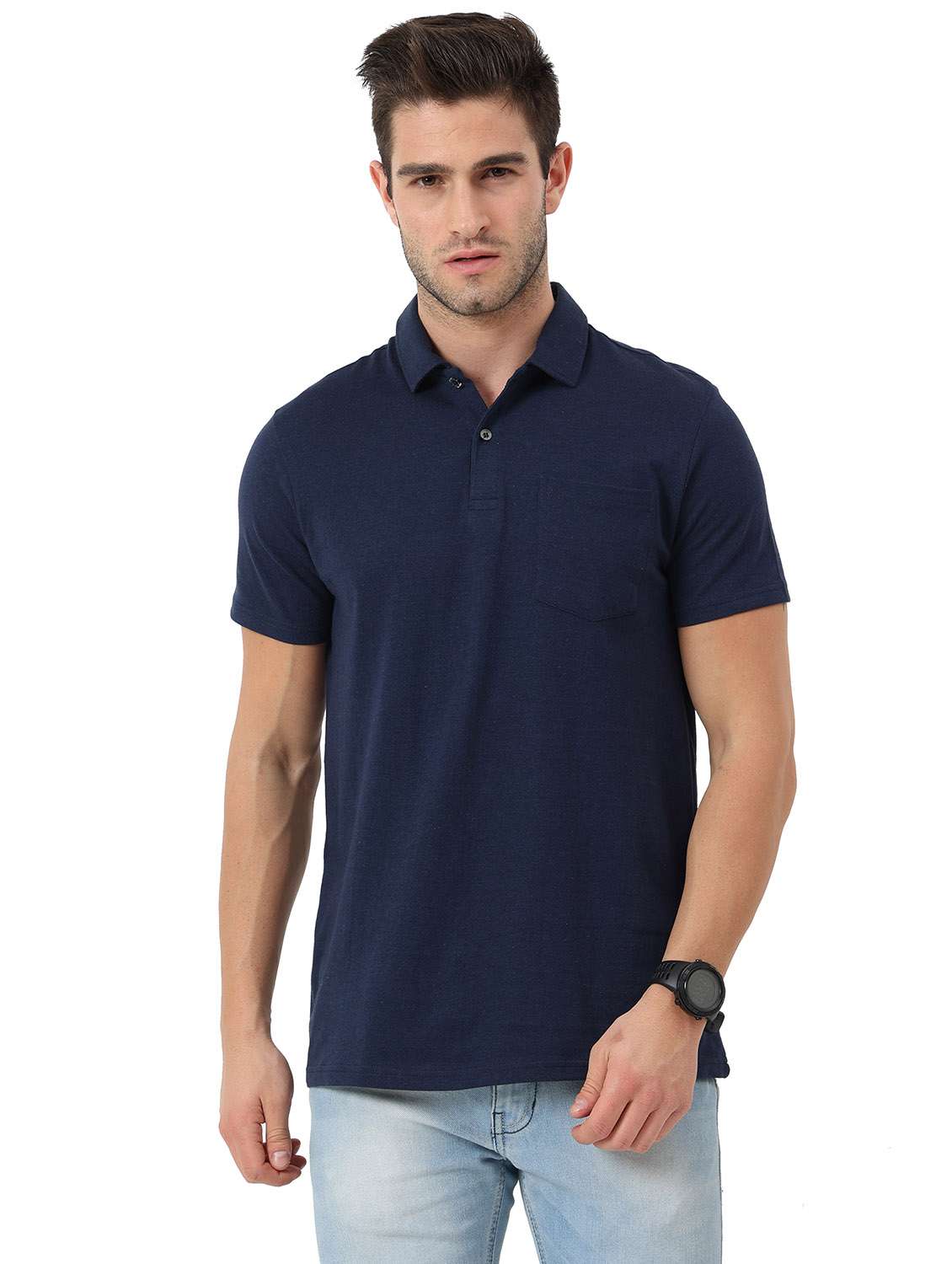 men's solid cotton polo t-shirt