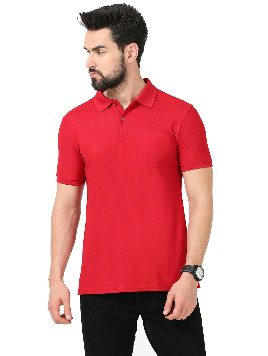 red solid polo t-shirt - 20229875 - Zoom Image - 0