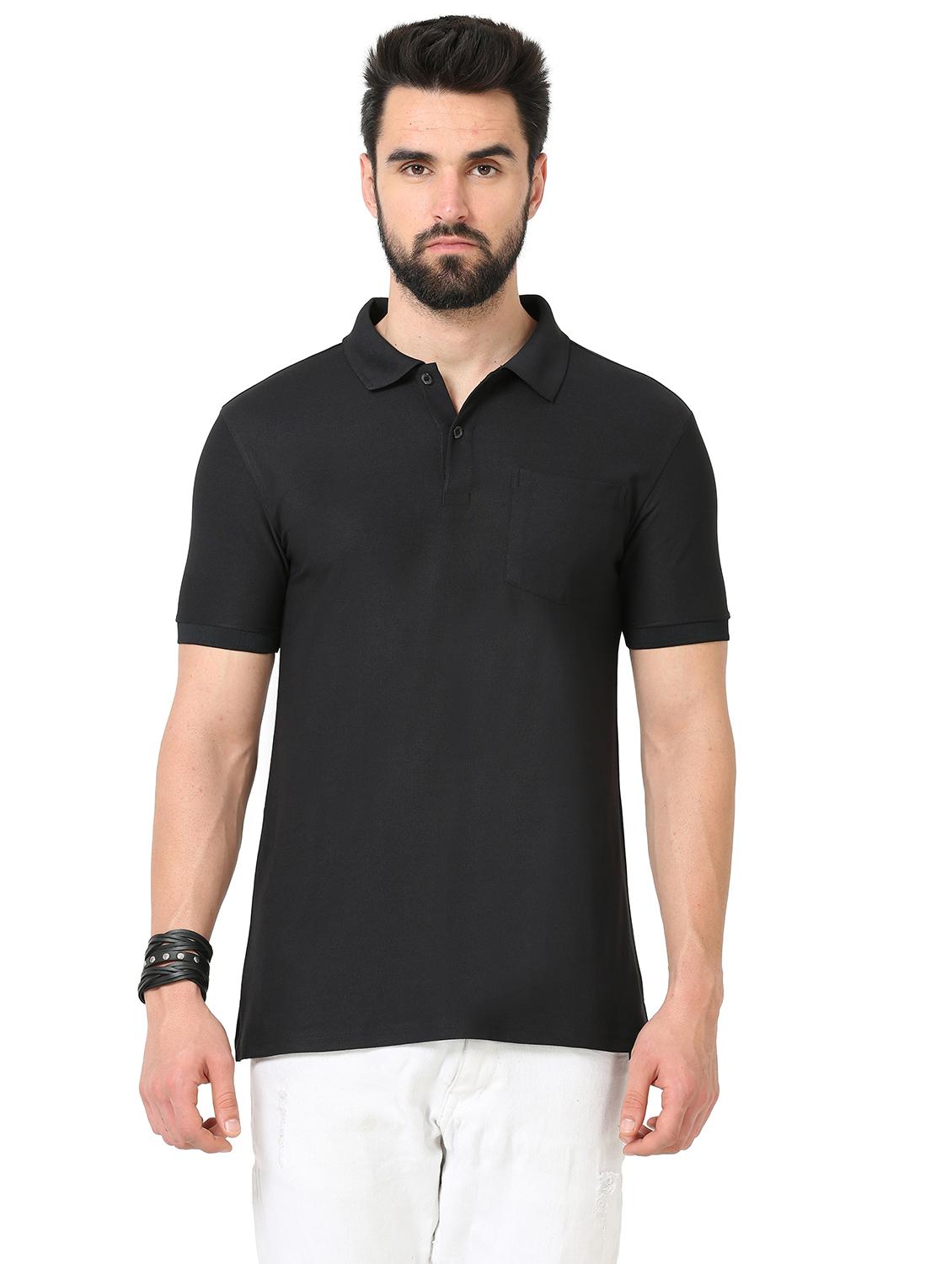 men's solid cotton polo t-shirt - 20229877 - Zoom Image - 0