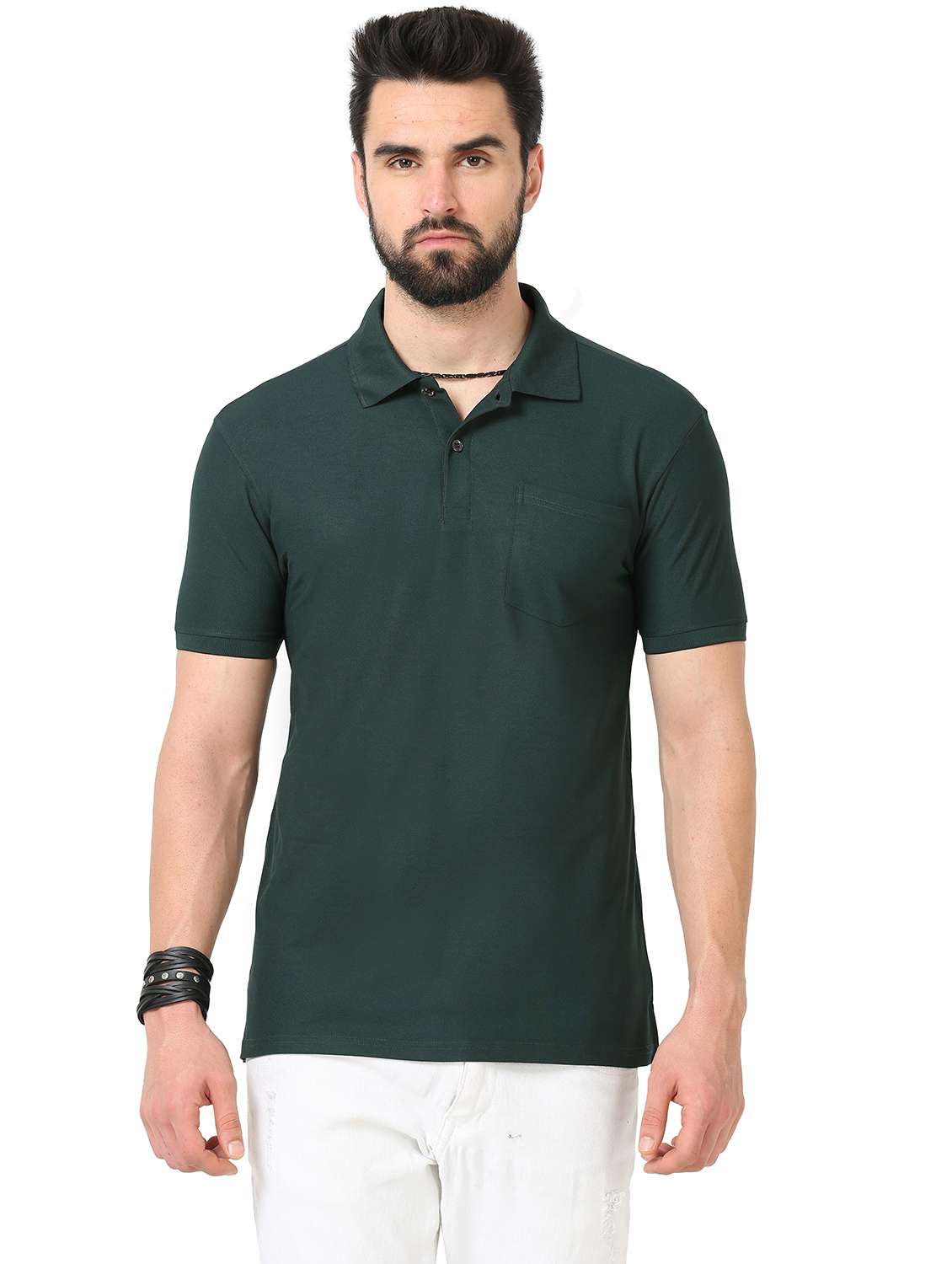 green solid polo t-shirt
