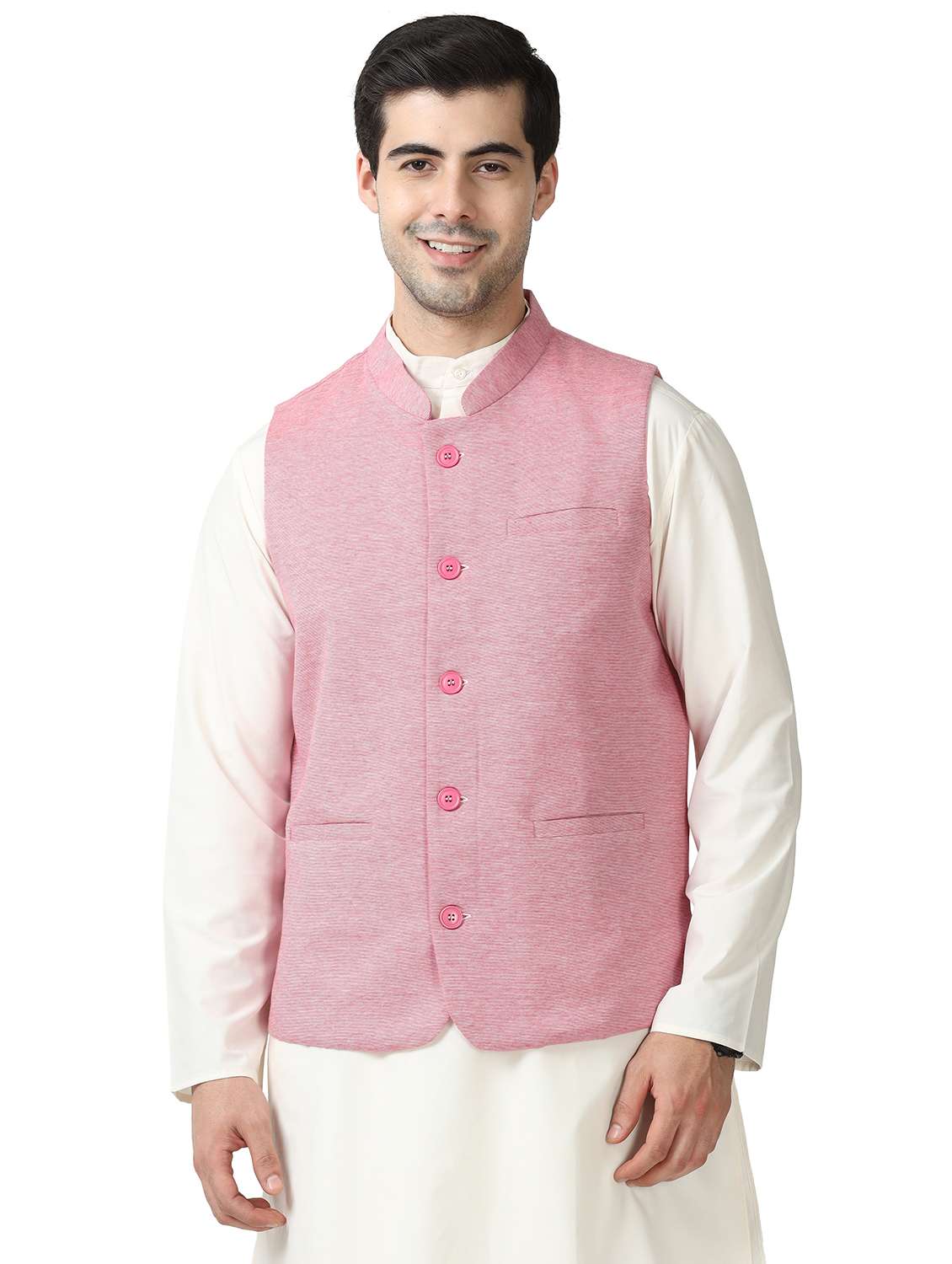 pink cotton blend waist coat