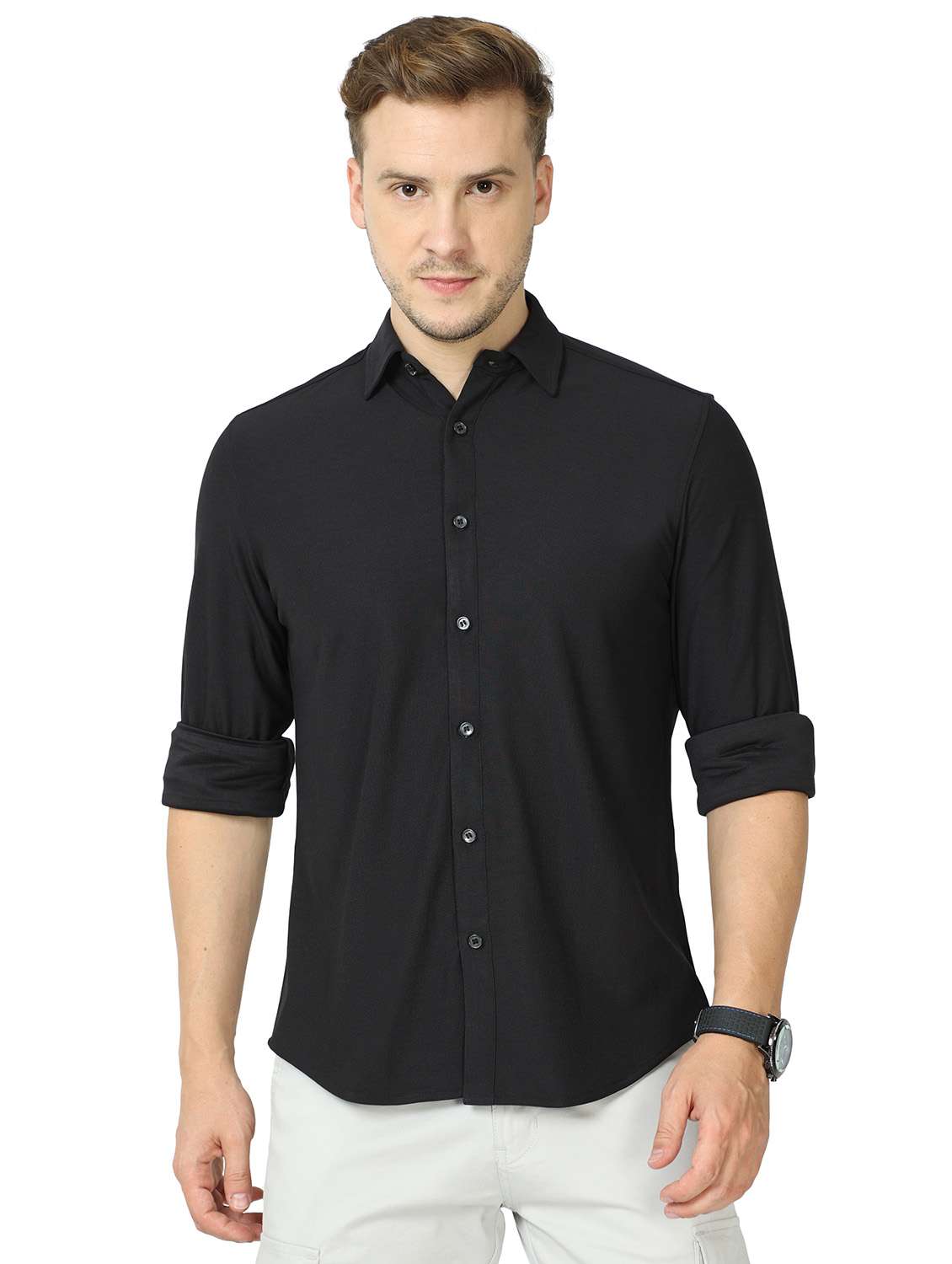 mens solid casual shirt