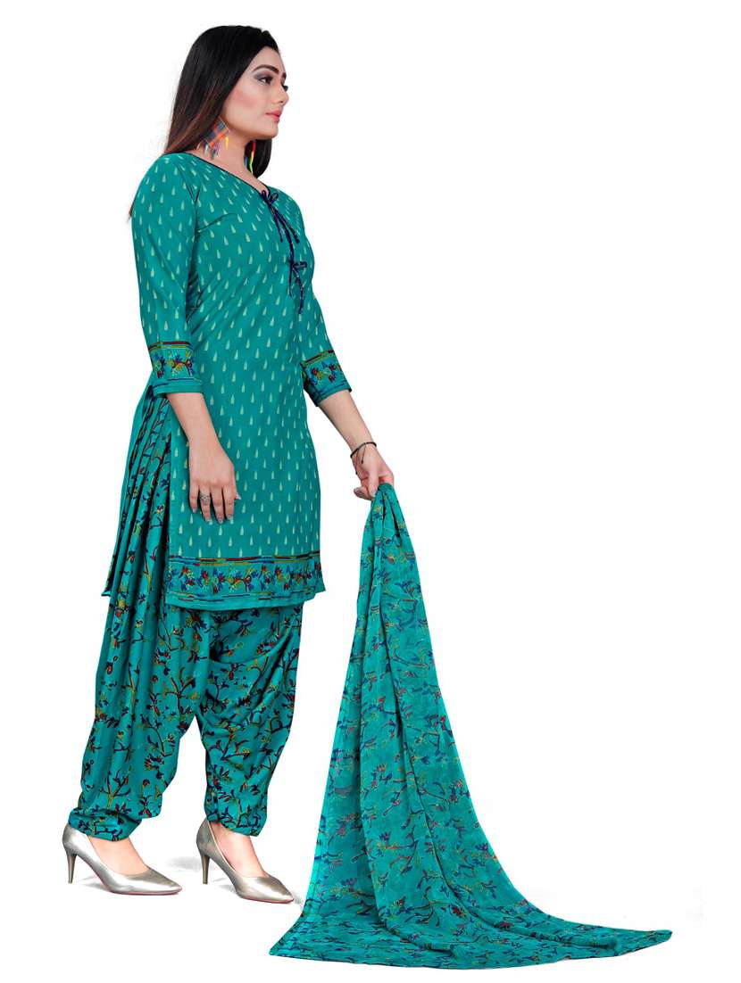 turquoise round neck unstitched patiyala suits - 20230047 -  Standard Image - 1