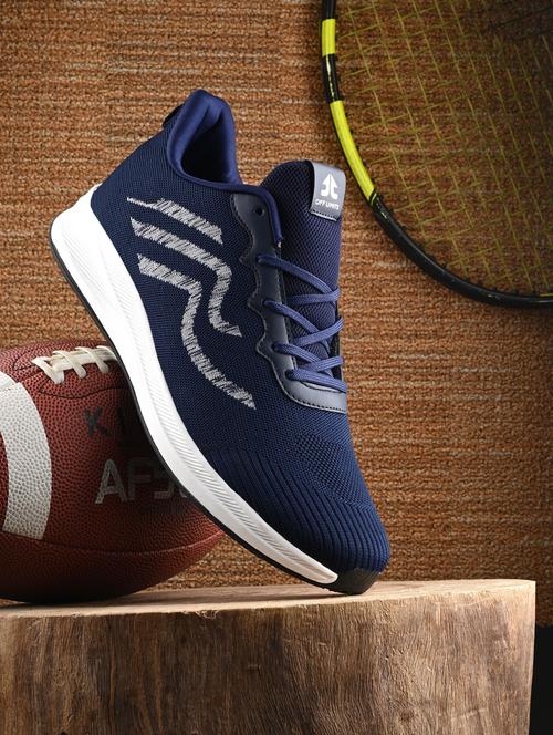 men navy blue lace-up running sports shoe - 20230212 - Standard Image - 0