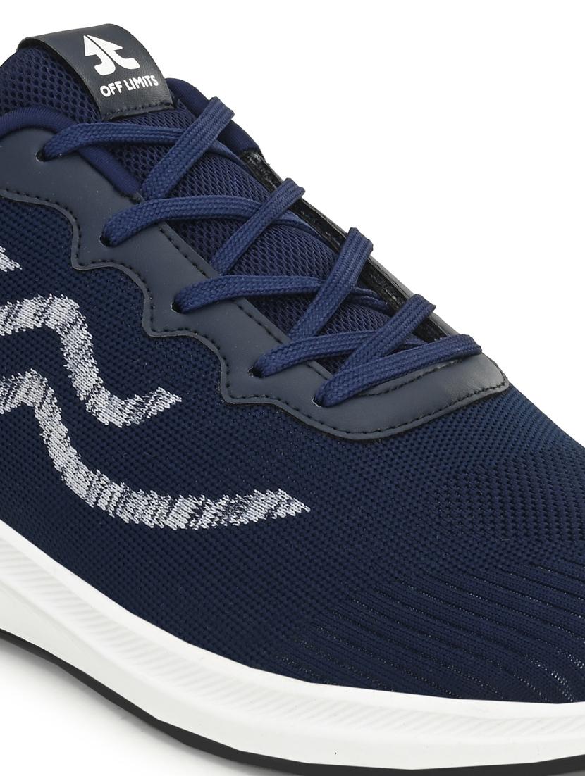 men navy blue lace-up running sports shoe - 20230212 - Standard Image - 4