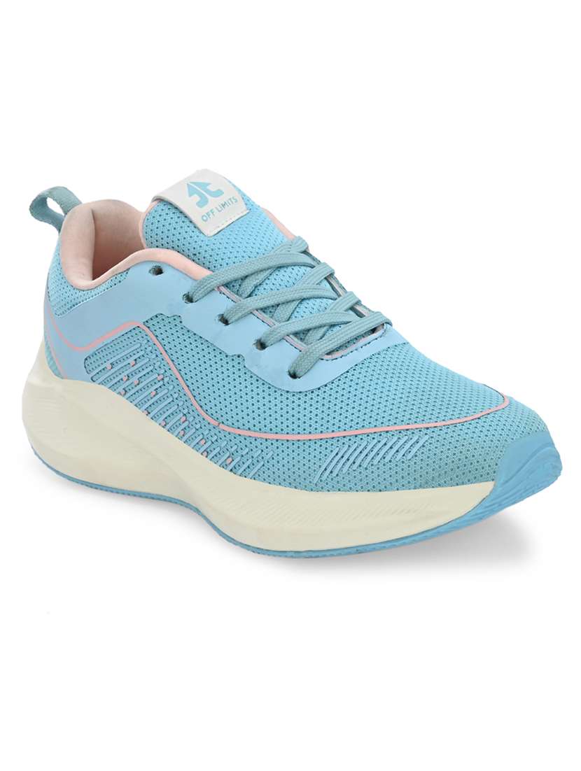 women blue knitted lace-up sports shoe - 20230238 -  Standard Image - 1