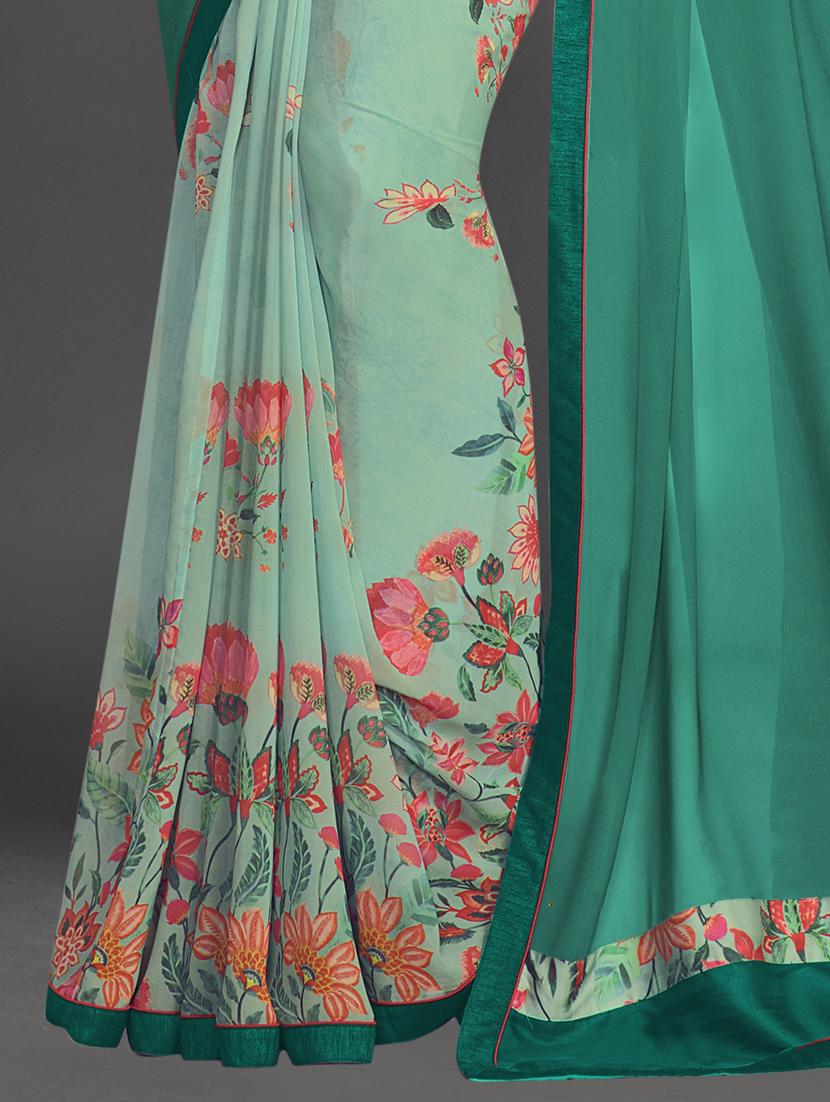 sea green colored half and half saree - 20236648 - Standard Image - 1
