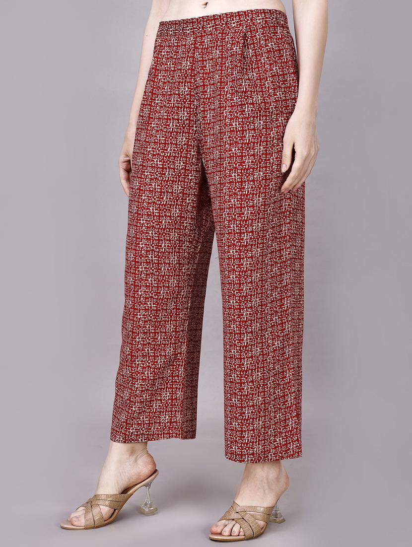 women red notch neck kurta palazzo set - 20239161 - Standard Image - 4