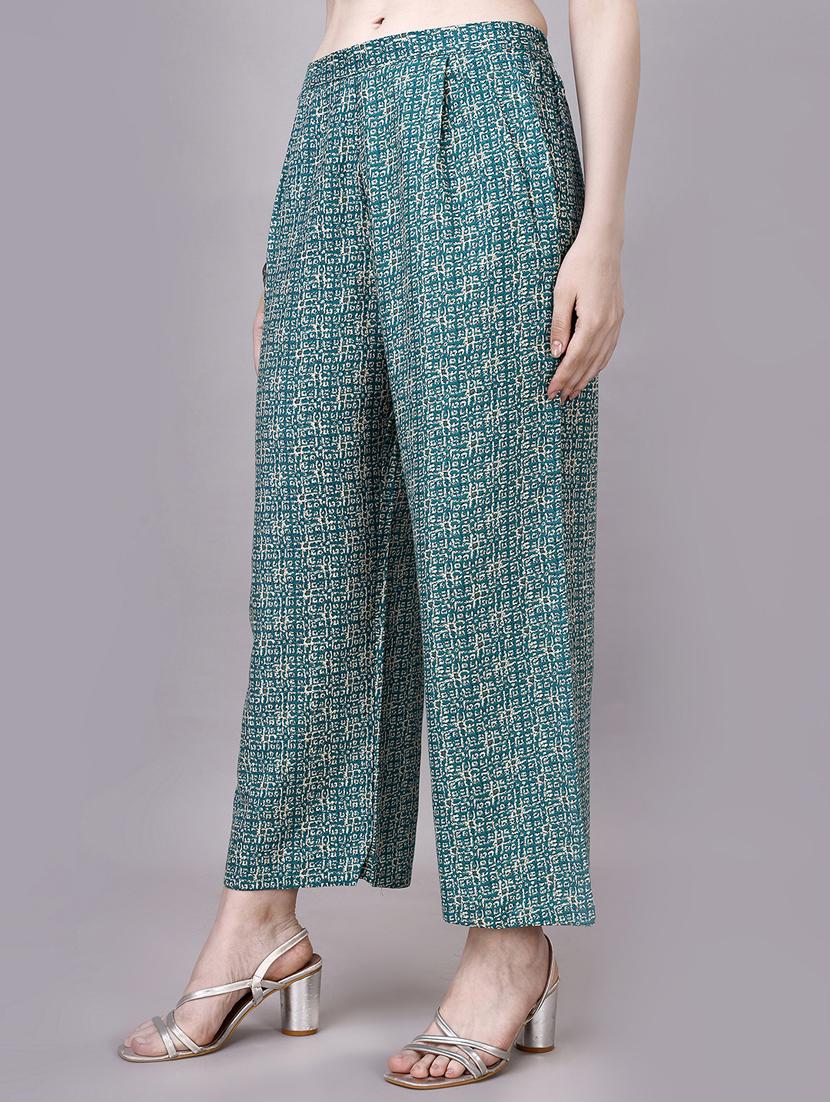 blue cotton blend kurta palazzo set - 20239162 - Standard Image - 4