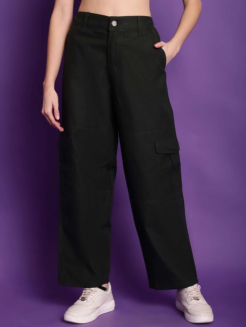 black cotton cargos trouser