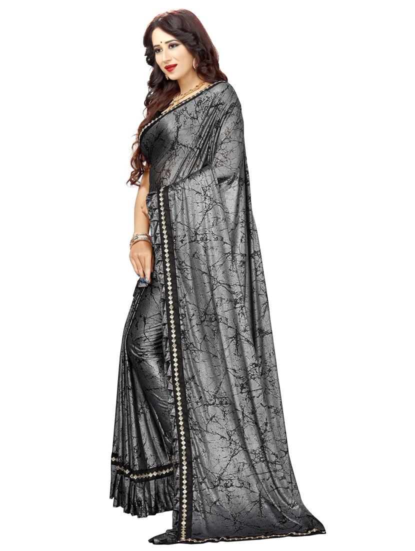 silver colored ruffle  saree - 20240534 -  Standard Image - 1