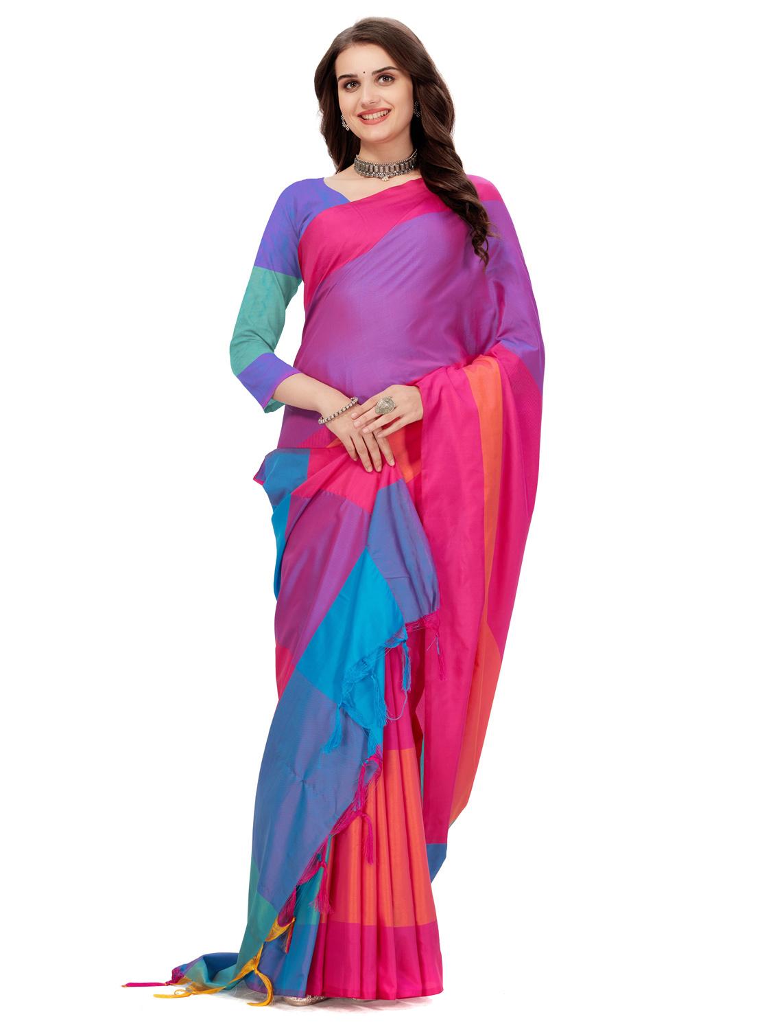 multicolor color block saree  - 20240561 -  Standard Image - 1