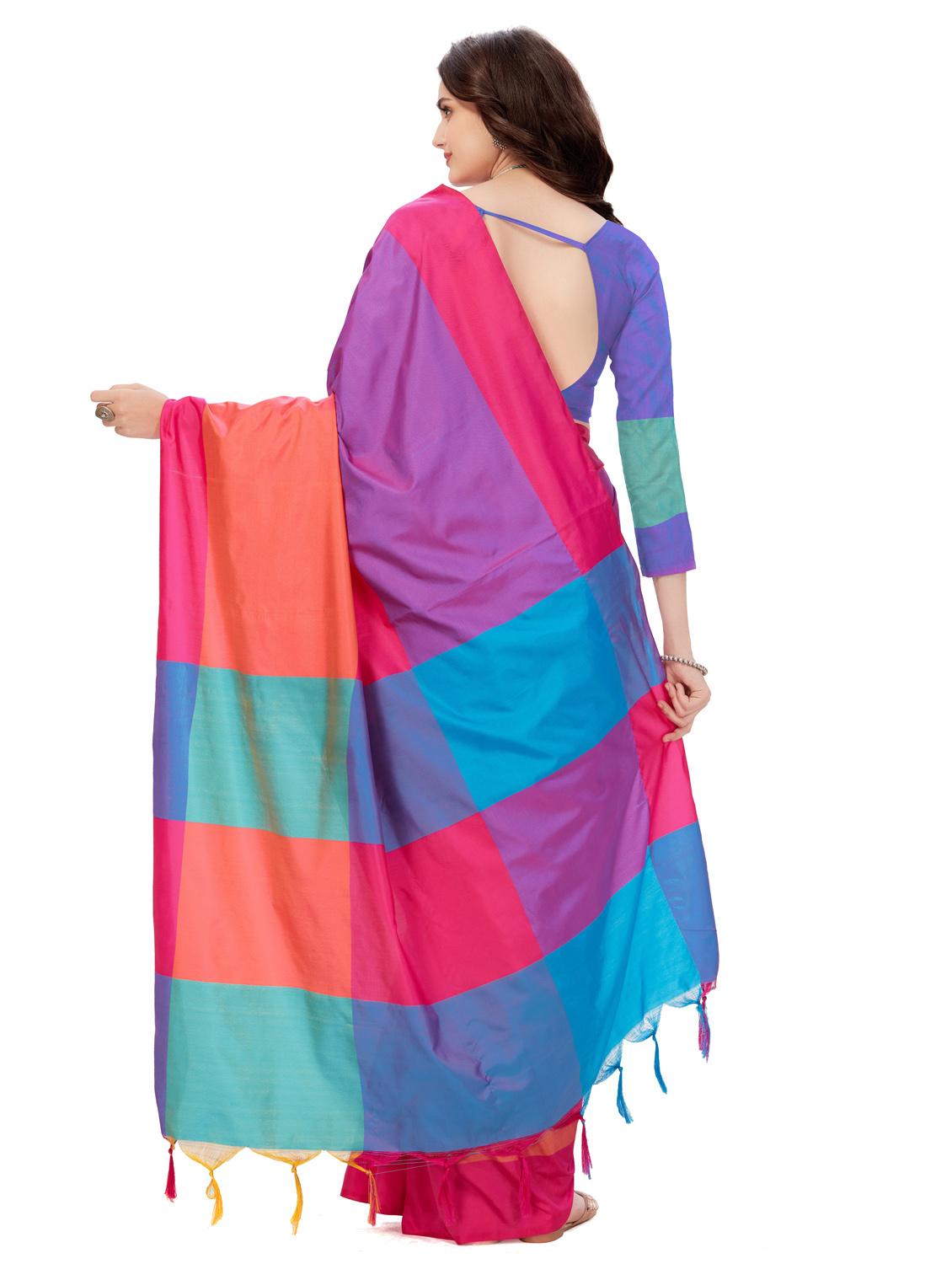 multicolor color block saree - 20240561 - Standard Image - 4