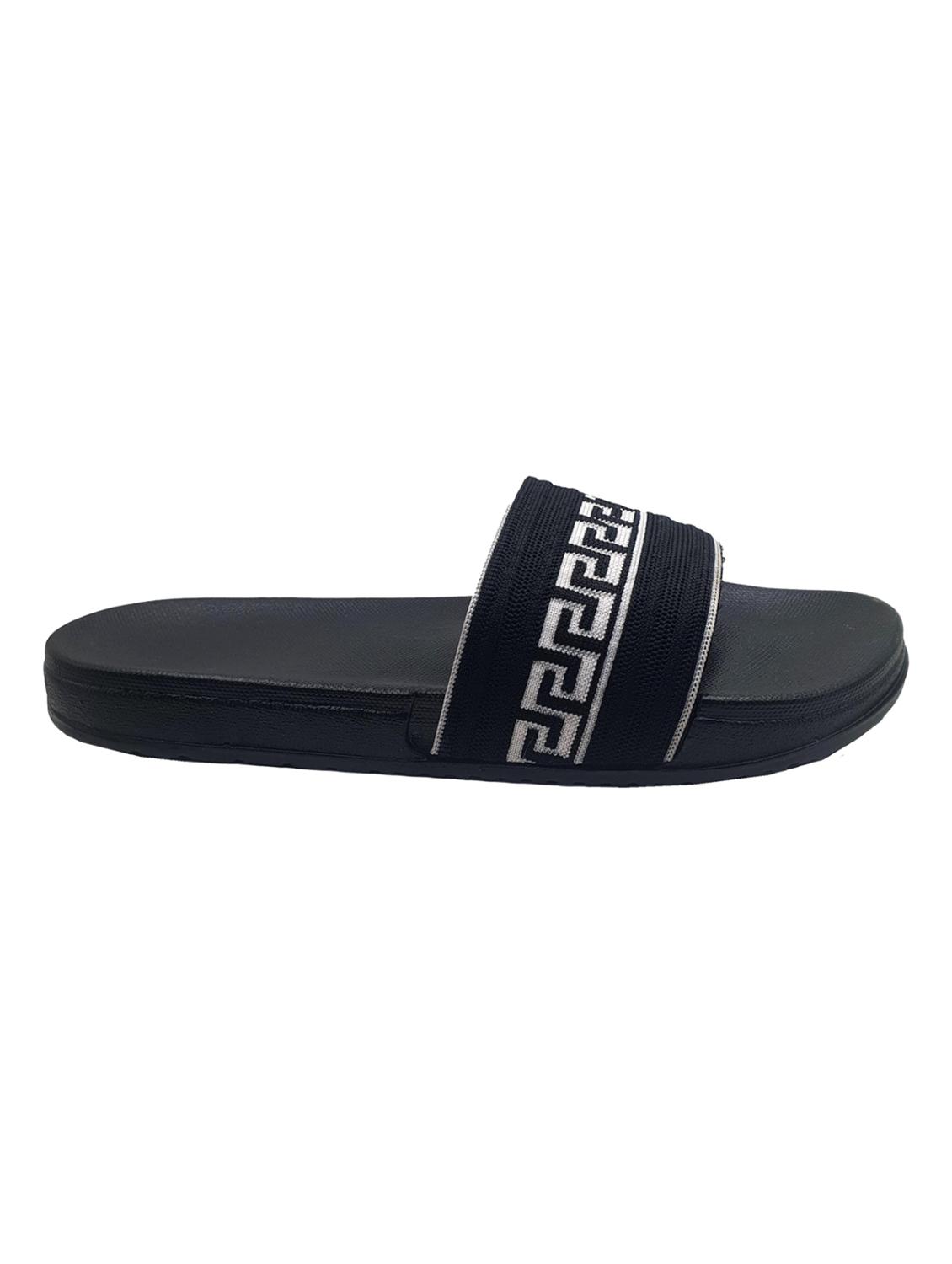 black synthetic slip on flip flops - 20240821 -  Standard Image - 1