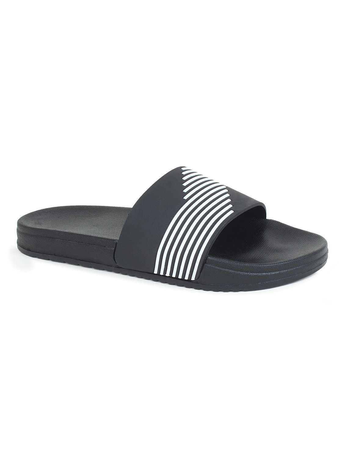black pvc slip on flip flops