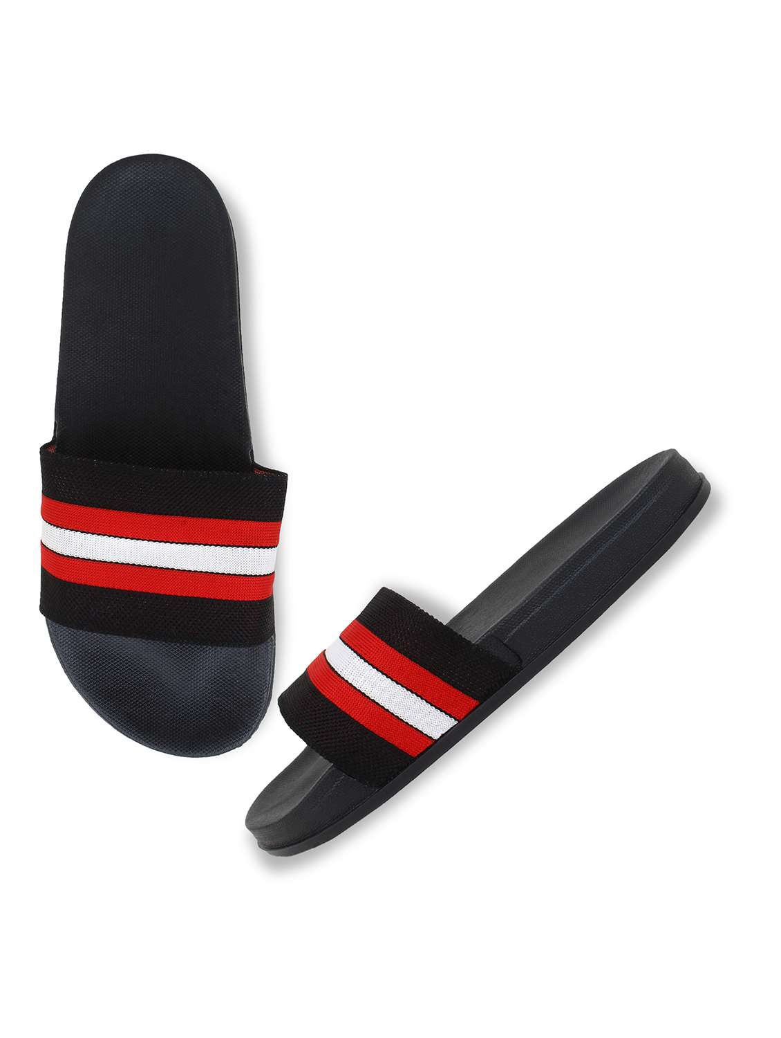 black synthetic slip on flip flops - 20240877 -  Standard Image - 1