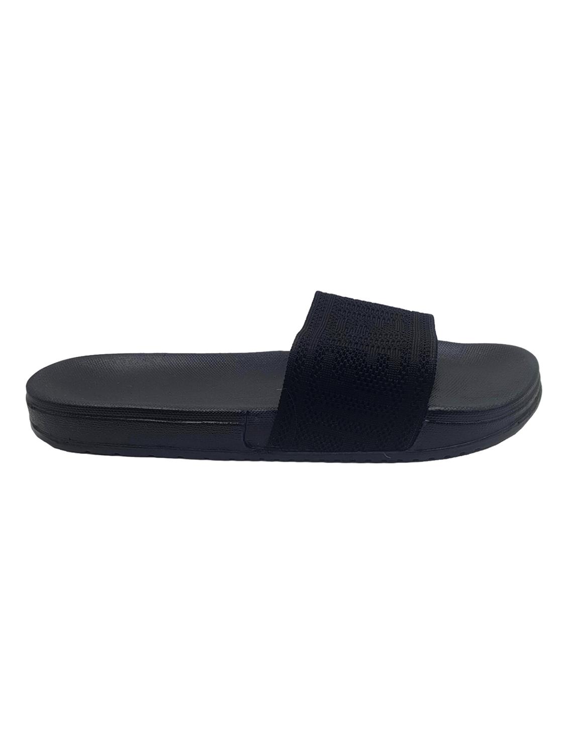 black synthetic slip on flip flops - 20240938 -  Standard Image - 1