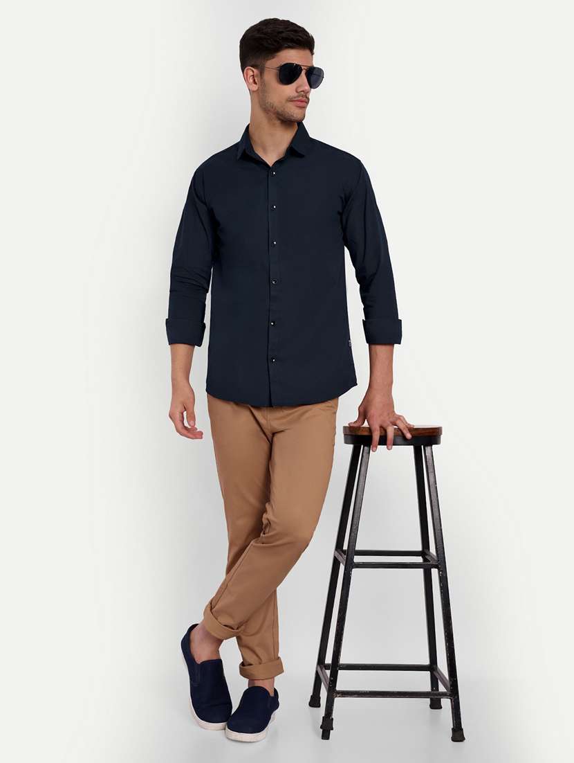 dark blue cotton casual shirt - 20244349 - Standard Image - 4