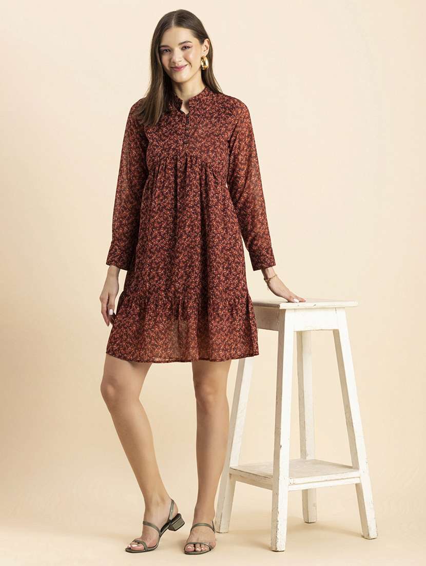 women floral print long sleeves dress - 20244411 -  Zoom Image - 0