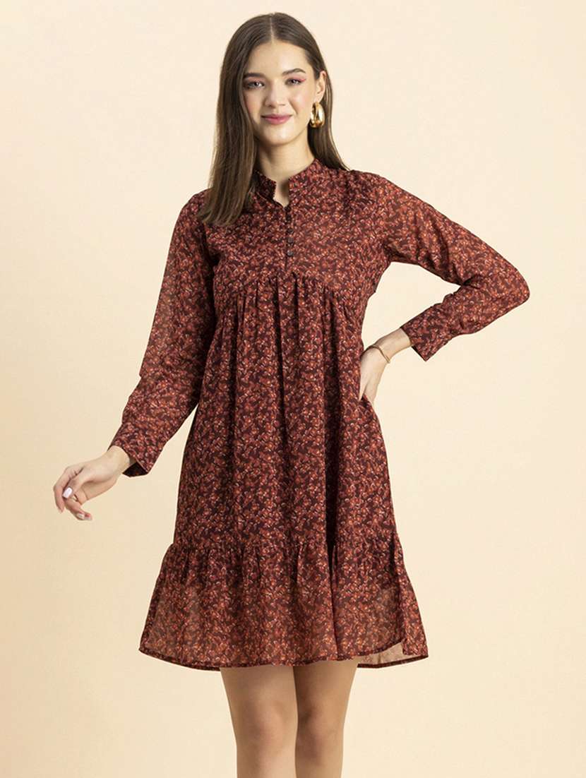 women floral print long sleeves dress - 20244411 -  Standard Image - 1
