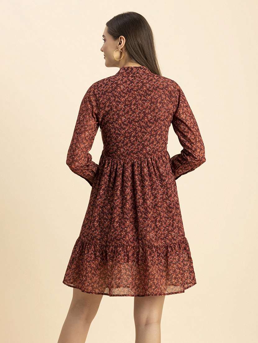 women floral print long sleeves dress - 20244411 - Standard Image - 4