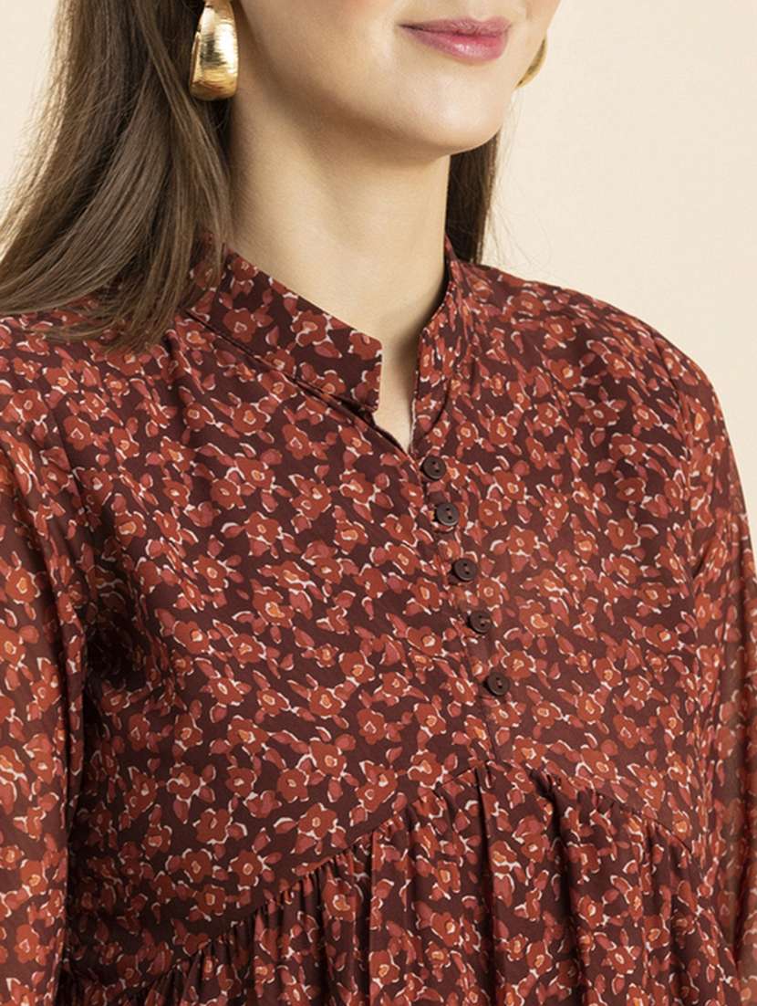 women floral print long sleeves dress - 20244411 - Standard Image - 6