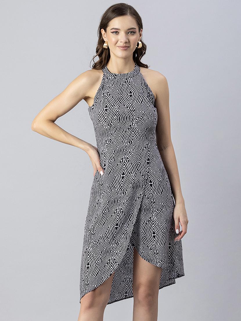 women printed halter neck sleeveless high low dress - 20244418 -  Zoom Image - 0