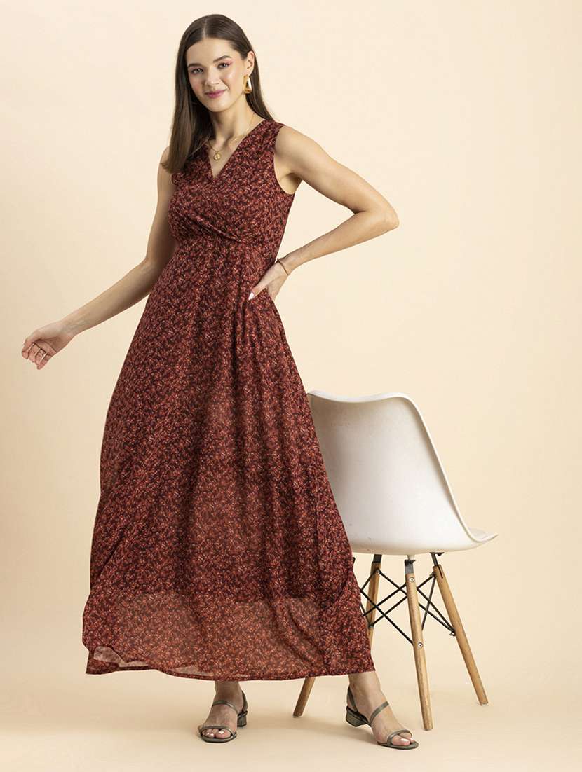 women floral print seeveless dress