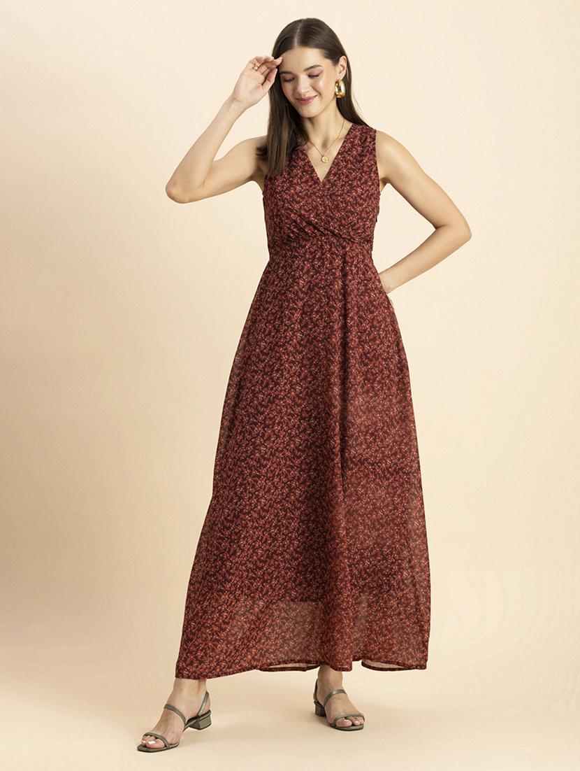 women floral print seeveless dress - 20244421 - Standard Image - 1
