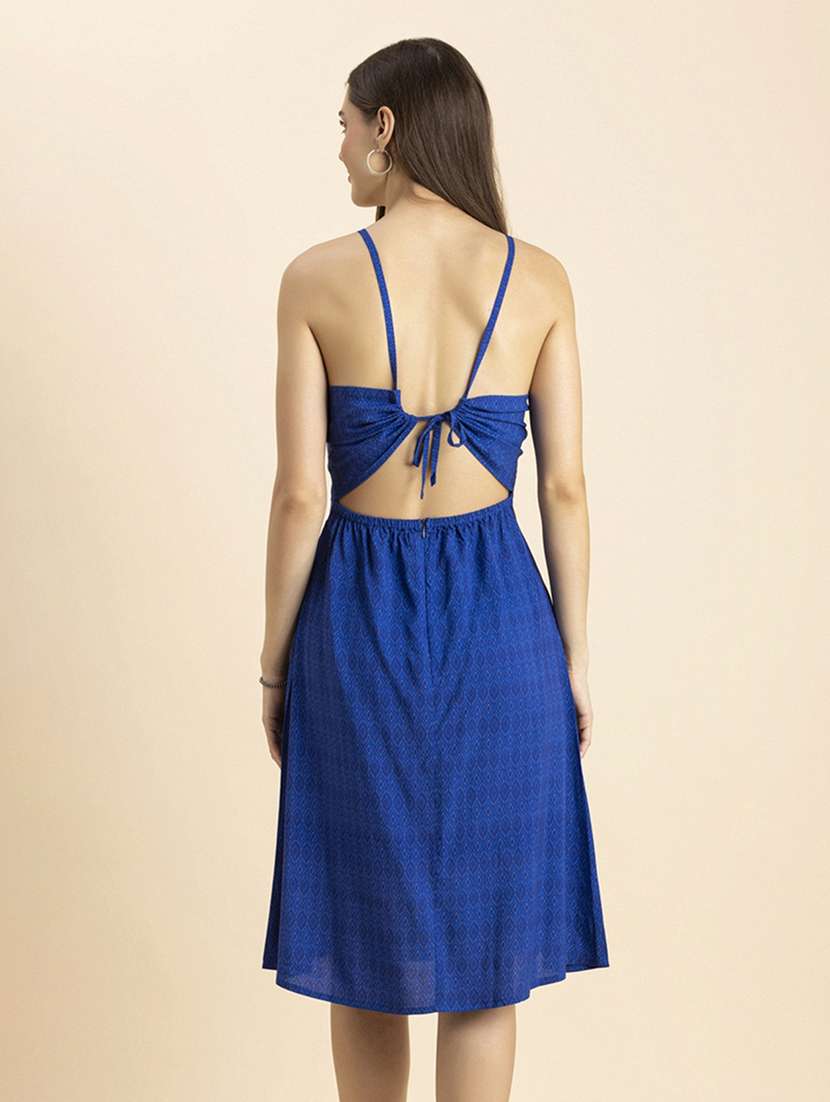 women printed halter neck backless dress - 20244426 - Standard Image - 4