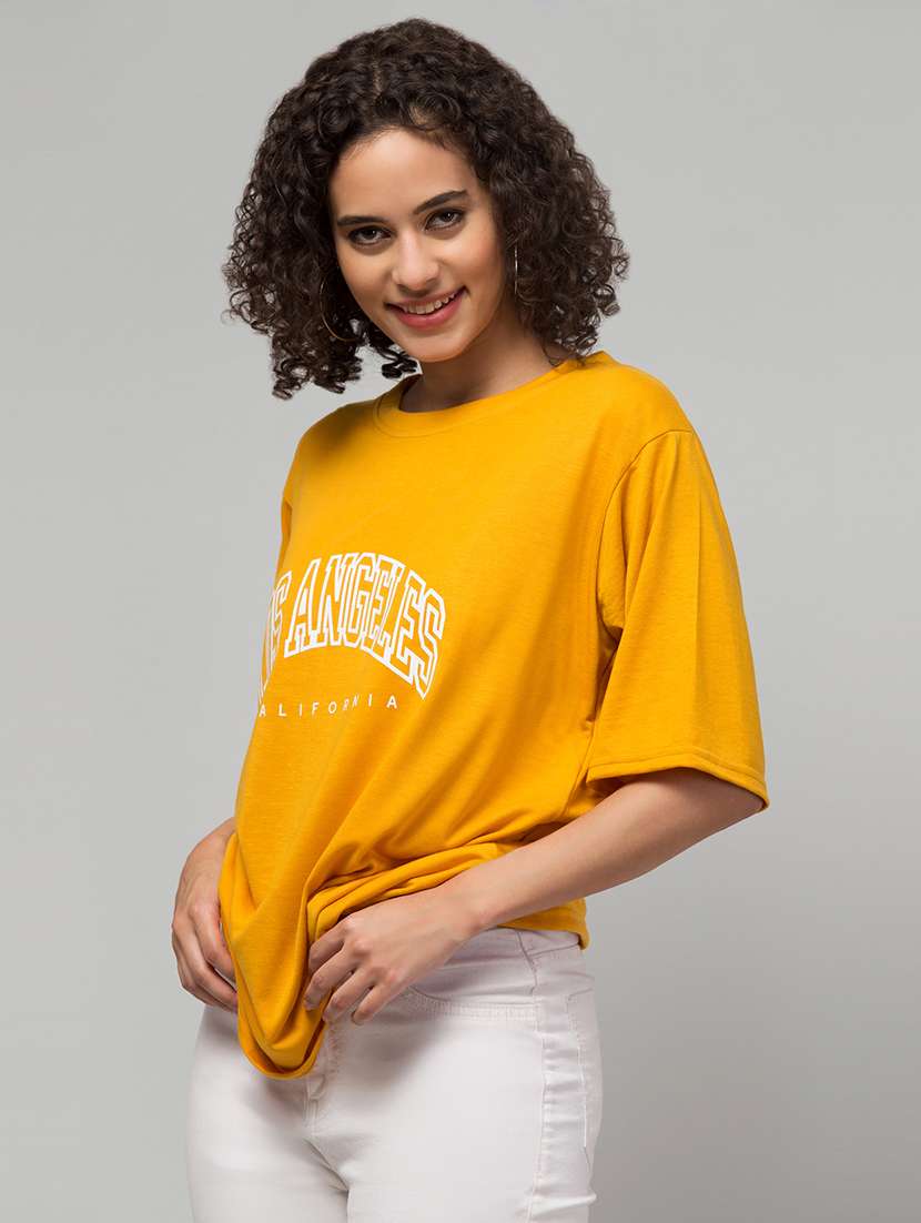 women's front print round neck t-shirt