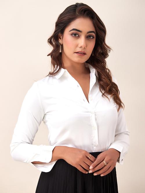 women solid formal shirt - 20244570 -  Standard Image - 0