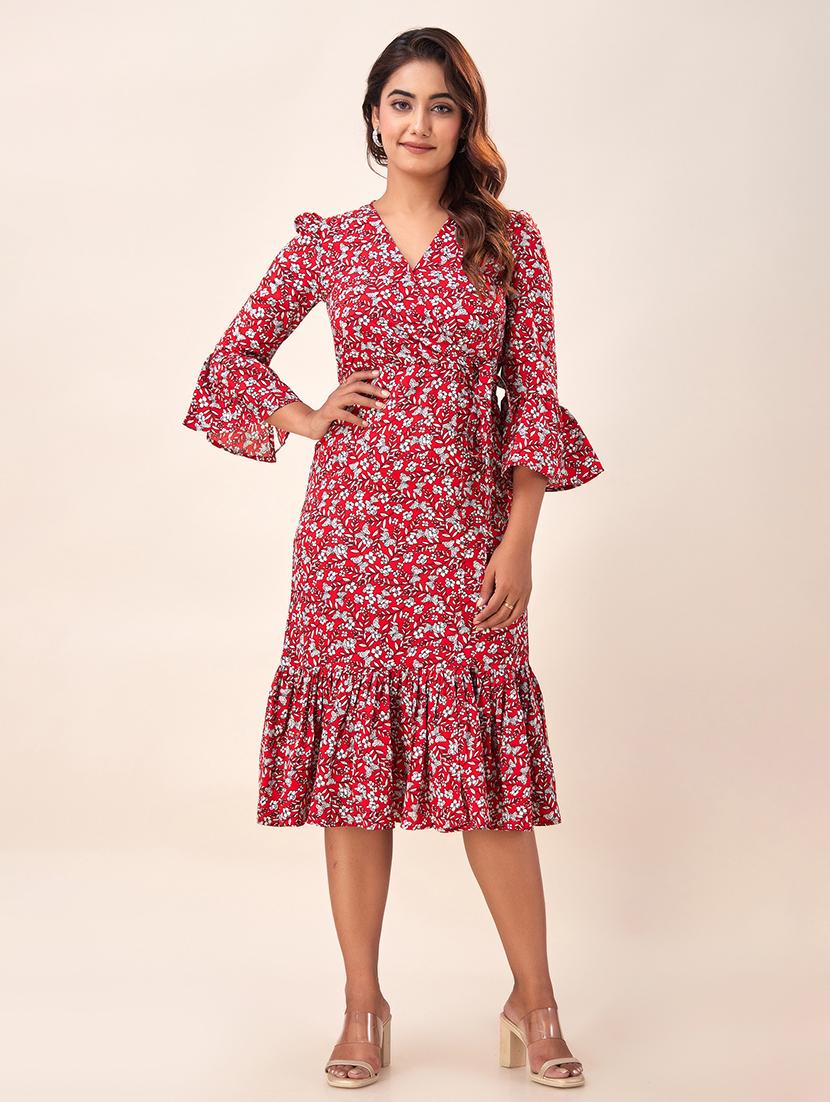 red floral ruffled dress - 20244828 - Zoom Image - 0