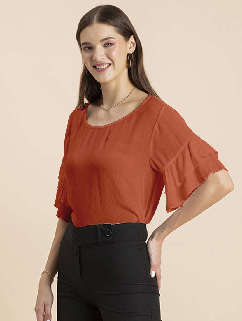 women's crop round neck top - 20244860 -  Standard Image - 1