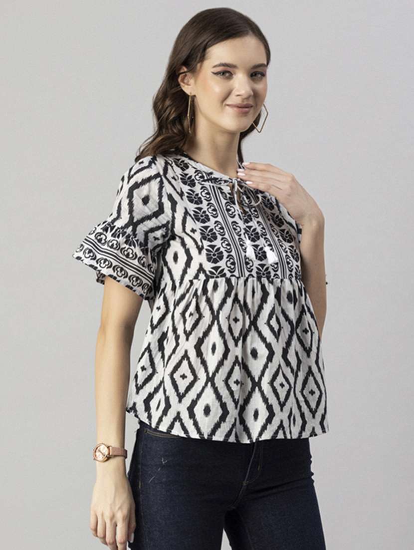 women's peplum tie-up neck top - 20244867 -  Standard Image - 1