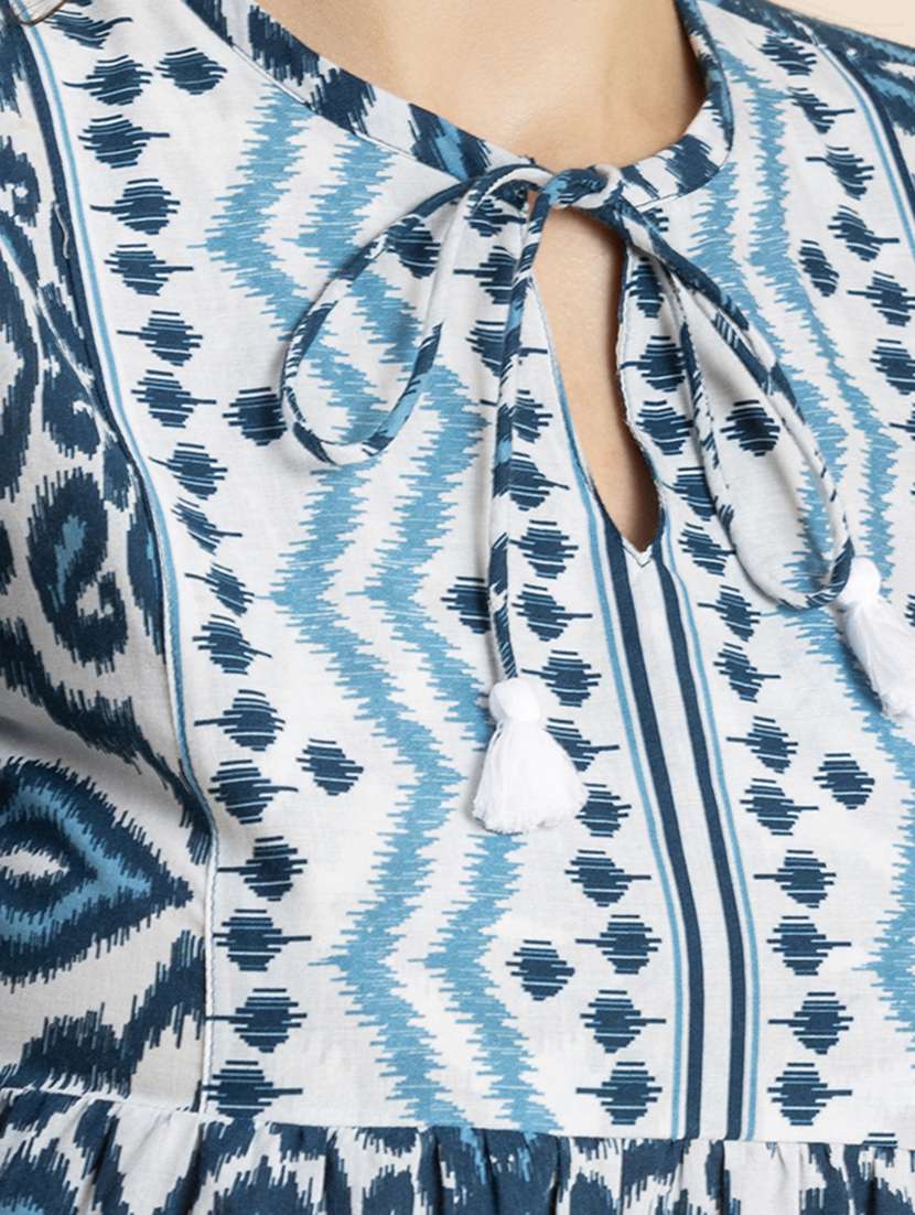 women's a line tie-up neck top - 20244869 -  Standard Image - 4