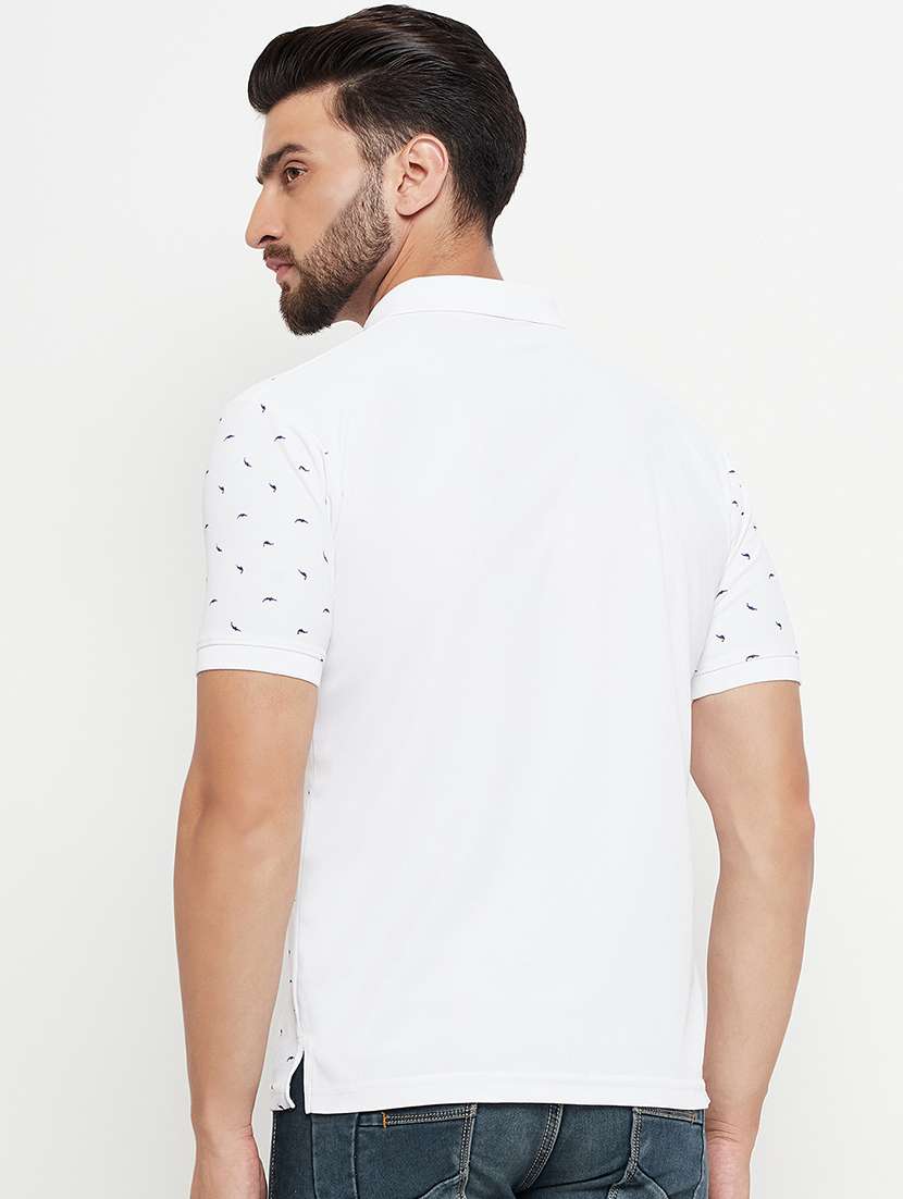 white micro print cotton polo t-shirt - 20245333 -  Standard Image - 1