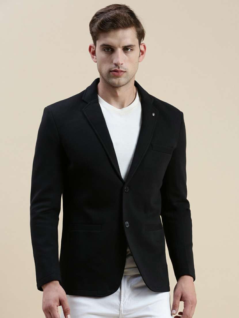 men solid single breasted casual blazer