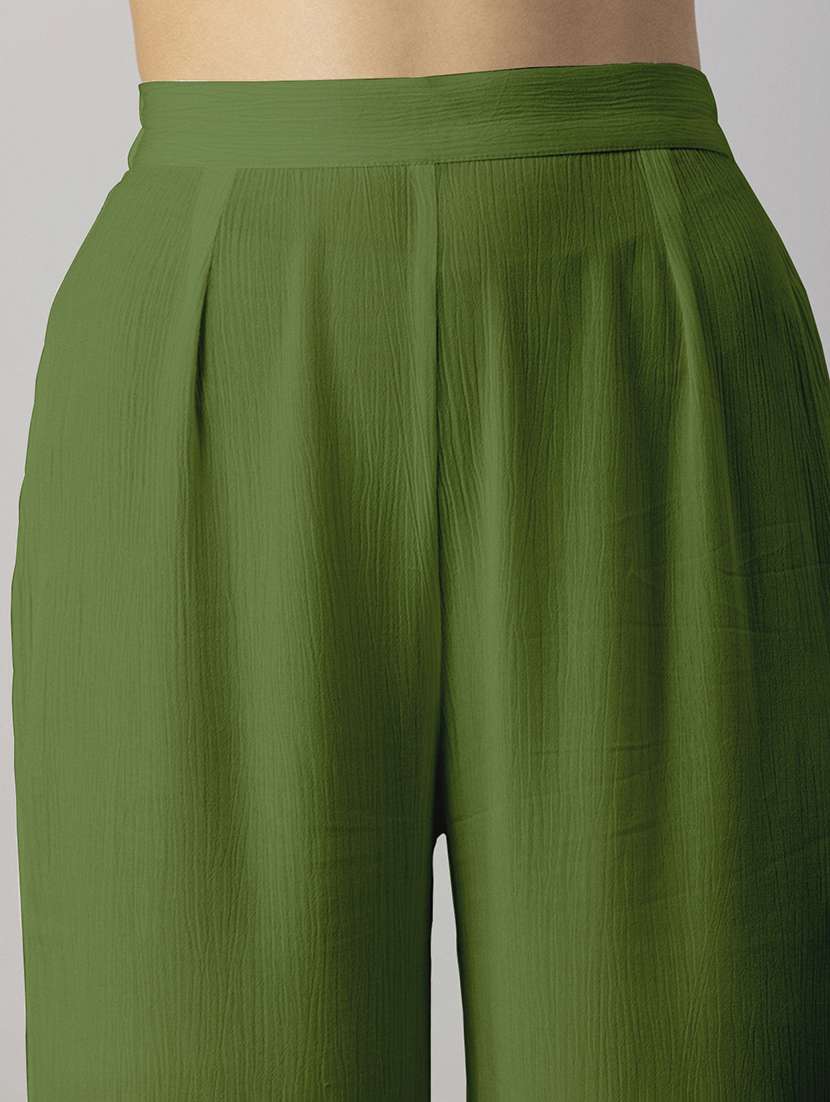 women solid high rise wide leg trouser - 20245413 - Standard Image - 6